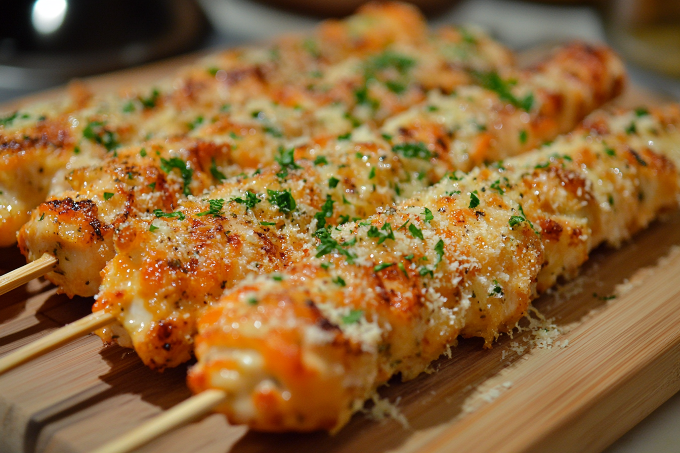 Garlic Parmesan Chicken Skewers